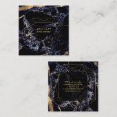 PixDezines Blue Marble+Faux Gold Gemstone Facet Vierkante Visitekaartje (Voorkant / Achterkant)