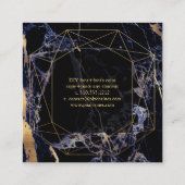 PixDezines Blue Marble+Faux Gold Gemstone Facet Vierkante Visitekaartje (Achterkant)
