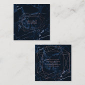 PixDezines Blue Marble+Faux Roos Gold Emerald Cut Vierkante Visitekaartje (Voorkant / Achterkant)