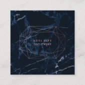 PixDezines Blue Marble+Faux Roos Gold Emerald Cut Vierkante Visitekaartje (Voorkant)