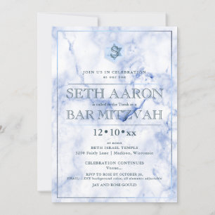 PixDezines Blue Marble Honeycomb BarMitzvah✡ Kaart