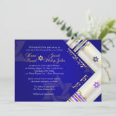 PixDezines Blue/Paars Tallits B'nai Mitzvah Kaart (Staand voorkant)