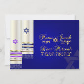 PixDezines Blue/Paars Tallits B'nai Mitzvah Kaart (Achterkant)