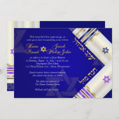 PixDezines Blue/Paars Tallits B'nai Mitzvah Kaart (Voorkant / Achterkant)