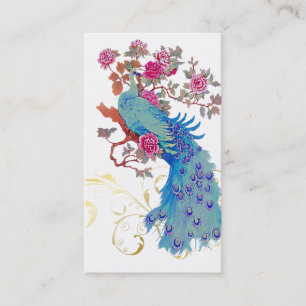 PixDezines Blue Peacock/Peony/diy achtergrondkleur Visitekaartje