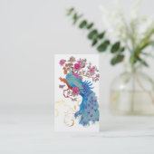 PixDezines Blue Peacock/Peony/diy achtergrondkleur Visitekaartje (Staand voorkant)
