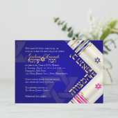 PixDezines Blue/Pink Tallits B'nai Mitzvah Kaart (Staand voorkant)