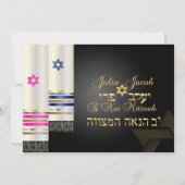 PixDezines Blue/Pink Tallits B'nai Mitzvah Kaart (Achterkant)