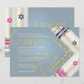 PixDezines Blue/Pink Tallits/B'nai Mitzvah Kaart (Voorkant / Achterkant)