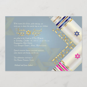 PixDezines Blue/Pink Tallits/B'nai Mitzvah Kaart