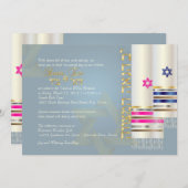 PixDezines Blue/Pink Tallits/B'nai Mitzvah Kaart (Voorkant / Achterkant)