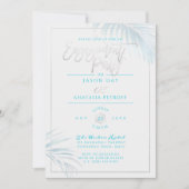 PixDezines Blue+Silver Palms, Verlovingsfeest Kaart (Voorkant)
