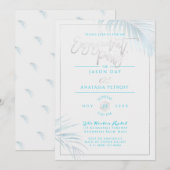 PixDezines Blue+Silver Palms, Verlovingsfeest Kaart (Voorkant / Achterkant)