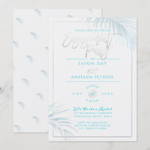 PixDezines Blue+Silver Palms, Verlovingsfeest Kaart