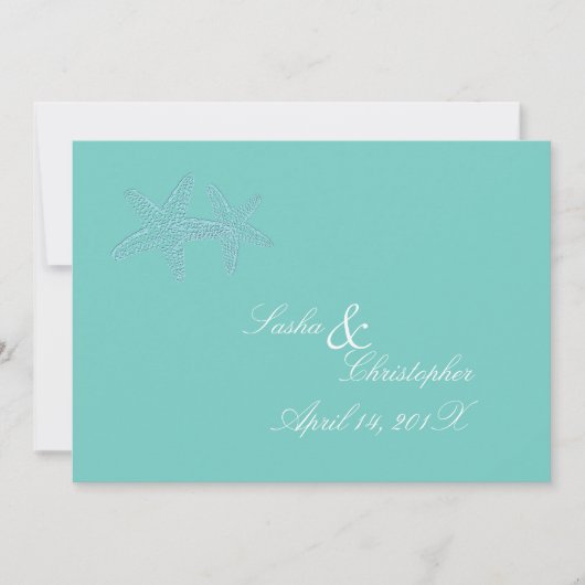 PixDezines Blue Starfish Wedding Invitations Kaart (Voorkant)