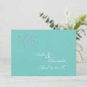PixDezines Blue Starfish Wedding Invitations Kaart (Staand voorkant)