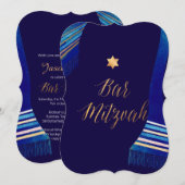 PixDezines ✡ Blue Tallit Bar Mitzvah Kaart (Voorkant / Achterkant)
