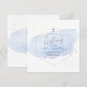 PixDezines Blue Waterverf+Honeycomb Christening Kaart (Voorkant / Achterkant)