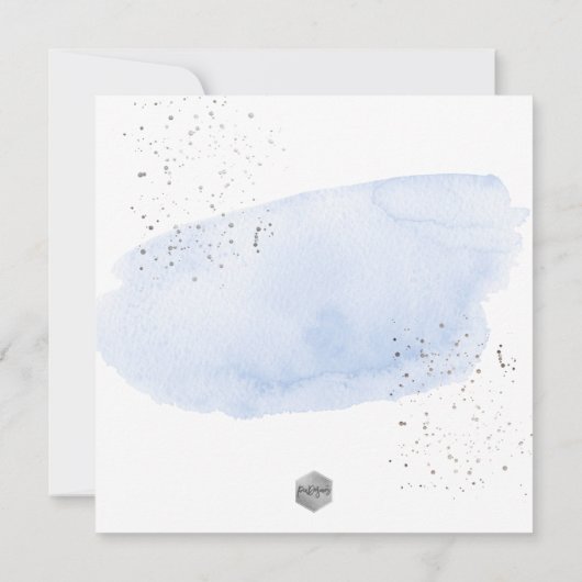 PixDezines Blue Waterverf+Honeycomb Christening Kaart (Achterkant)