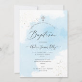 PixDezines Blue Waterverf Silver Dust Baptisme Kaart (Voorkant)