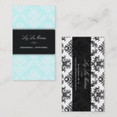 PixDezines Blue+White Céleste Damask Visitekaartje (Voorkant / Achterkant)