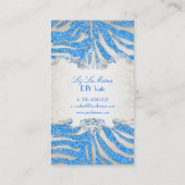 PixDezines blue zebra/champagne Visitekaartje (Achterkant)