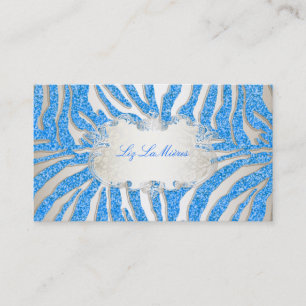 PixDezines blue zebra/champagne Visitekaartje