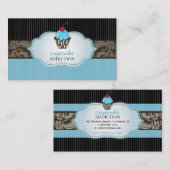 PixDezines bluebery wervelt cupcake + pinstripes Visitekaartje (Voorkant / Achterkant)