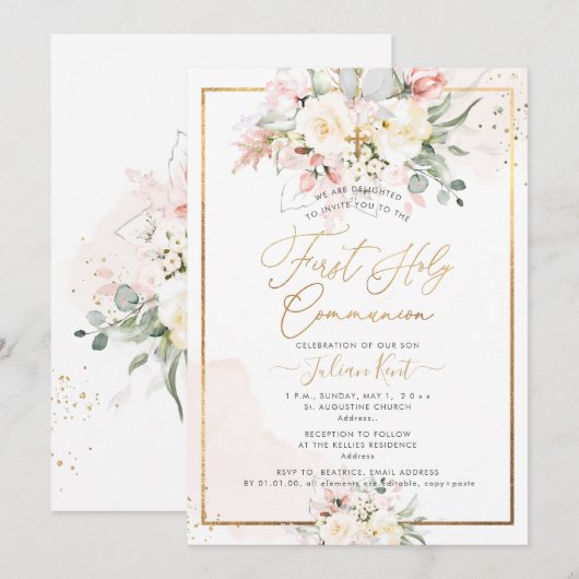 PixDezines Blush Alabaster Rozen Communauteit Kaart (Voorkant / Achterkant)