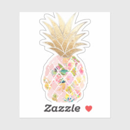 PixDezines Blush Aloha Pineapple, Faux Gold Sticker