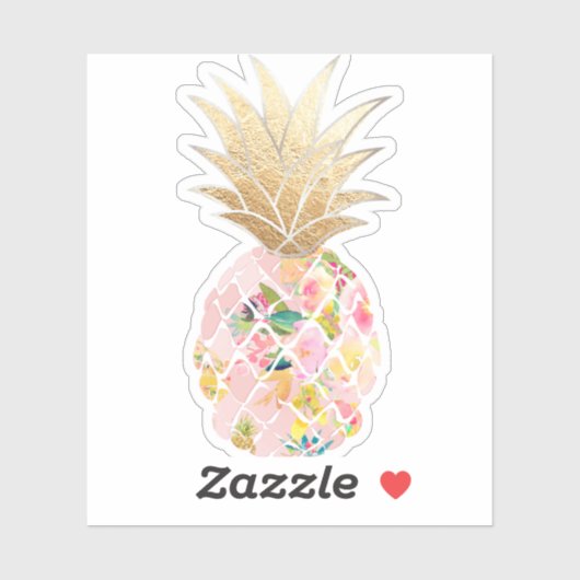 PixDezines Blush Aloha Pineapple, Faux Gold Sticker (Vel)