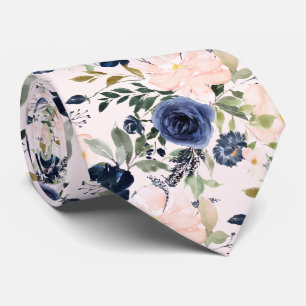 PixDezines Blush Blauwe Aquarel Bloemen DIY kleur Stropdas