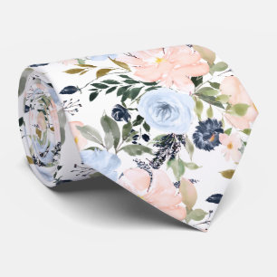 PixDezines Blush Blauwe Aquarel Bloemen DIY kleur Stropdas
