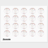 PixDezines Blush Blue Rozen Waterverf Bloemen Ronde Sticker (Vel)