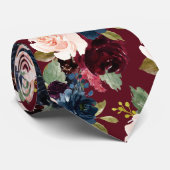 PixDezines Blush Bourgogne Marine Flwers DIY Achte Stropdas (Opgerold)