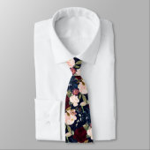 PixDezines Blush Bourgogne Marine H2 Bloemen Stropdas (Gebonden)