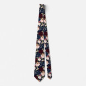 PixDezines Blush Bourgogne Marine H2 Bloemen Stropdas (Voorkant)