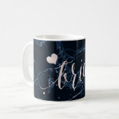 PixDezines Blush Bruidsmeisje Script Navy Marmer Koffiemok (Voorkant links)