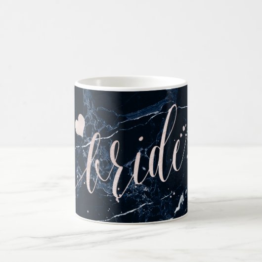 PixDezines Blush Bruidsmeisje Script Navy Marmer Koffiemok (Center)