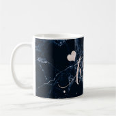 PixDezines Blush Bruidsmeisje Script Navy Marmer Koffiemok (Links)