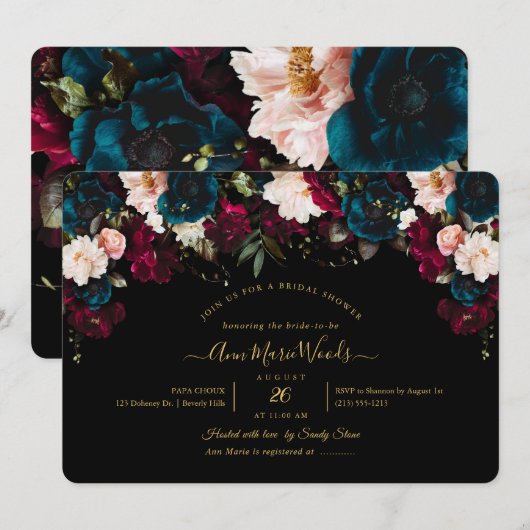 PixDezines Blush Burgundy Blauwgroen Vrijgezellenf Kaart (Voorkant / Achterkant)