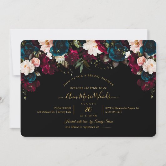 PixDezines Blush Burgundy Blauwgroen Vrijgezellenf Kaart (Voorkant)