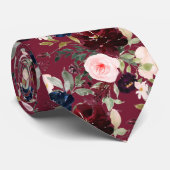 PixDezines Blush Burgundy Navy H2 Botanisch Stropdas (Opgerold)