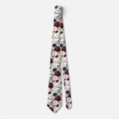 PixDezines Blush Burgundy Navy H2 Botanisch Stropdas (Voorkant)