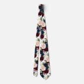 PixDezines Blush Burgundy Navy Waterverf Flowers Stropdas (Achterkant)