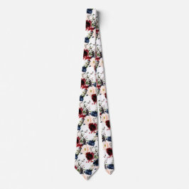 PixDezines Blush Burgundy Navy Waterverf Flowers Stropdas