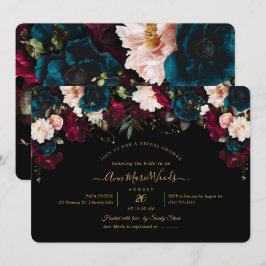 PixDezines Blush Burgundy Teal Bruiloft Feest Uitn Kaart