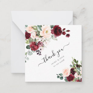 PixDezines Blush Burgundy Waterverf Flowers Notitiekaartje