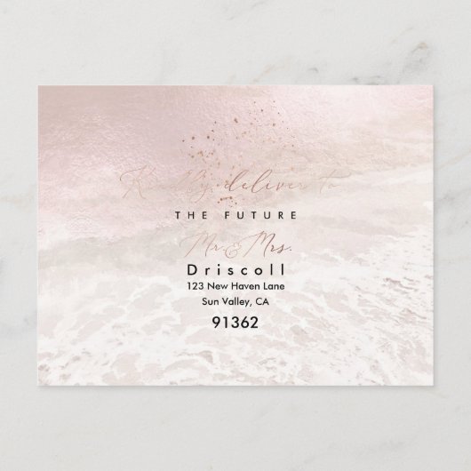 PixDezines Blush Coastal Calligraphy RSVP een maal Uitnodiging Briefkaart (Achterkant)