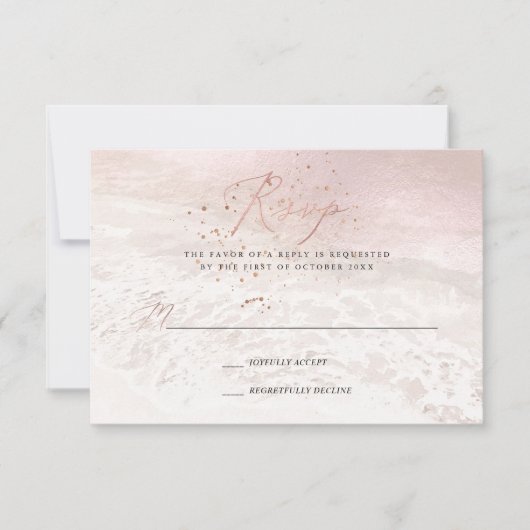 PixDezines Blush Coastal, Zand n Zee RSVP Kaart (Voorkant)